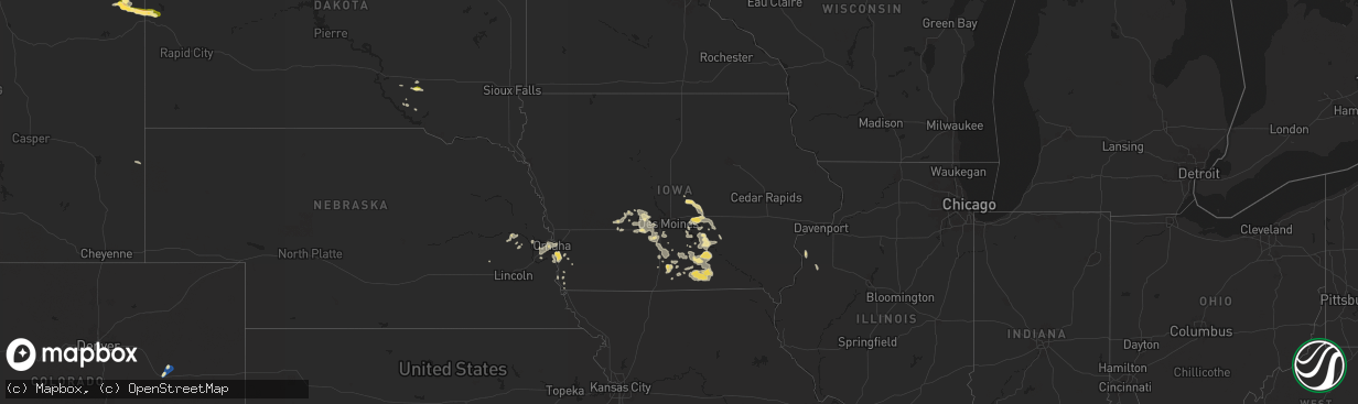 Hail map in Iowa on August 6, 2025
