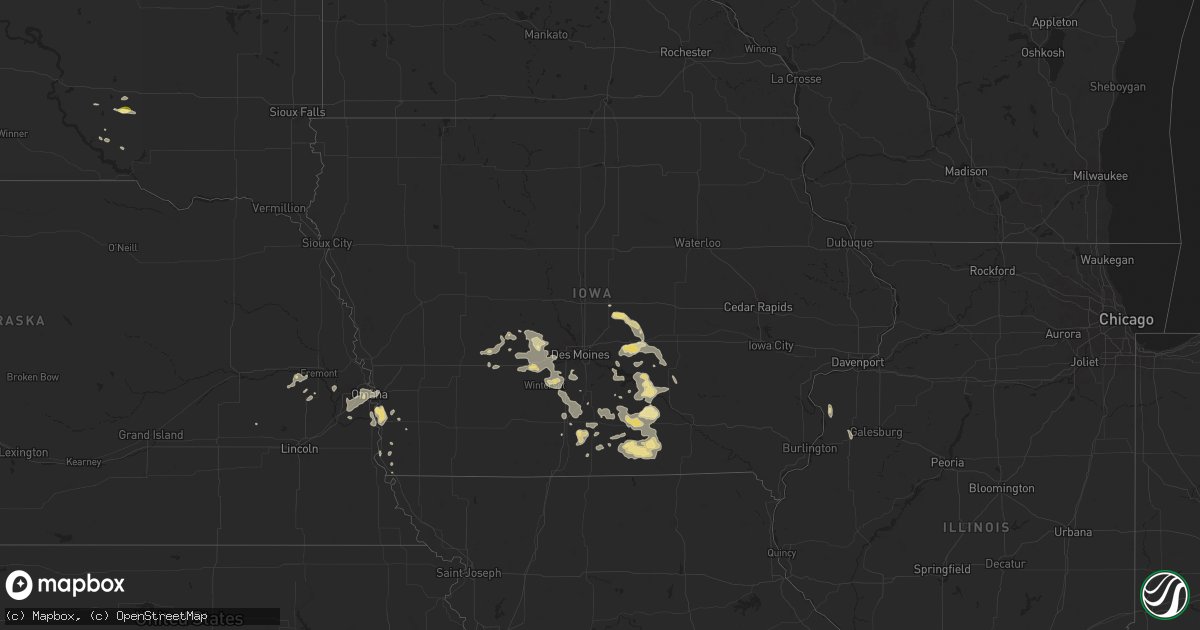 Hail map in Iowa on August 6, 2025