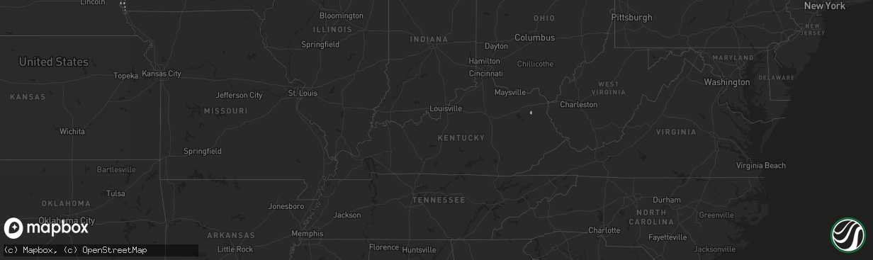Hail map in Kentucky on August 6, 2025