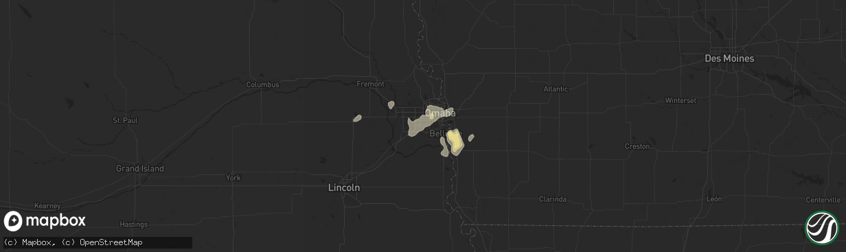 Hail map in La Vista, NE on August 6, 2025