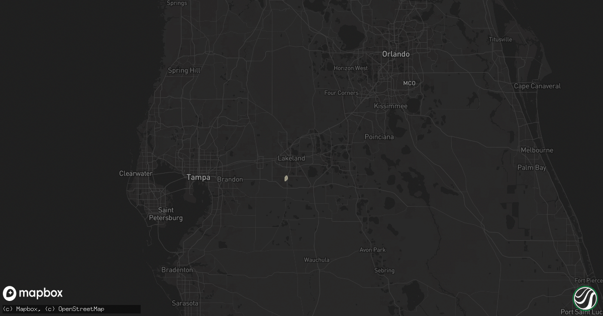 Hail map in Lakeland, FL on August 6, 2025