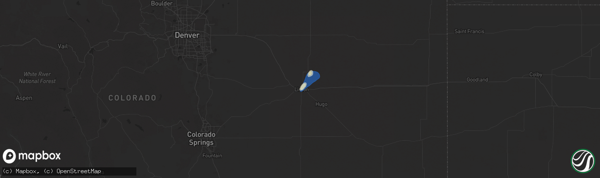 Hail map in Limon, CO on August 6, 2025