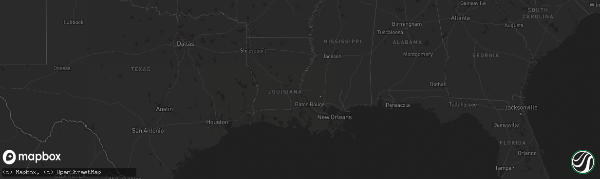 Hail map in Louisiana on August 6, 2025