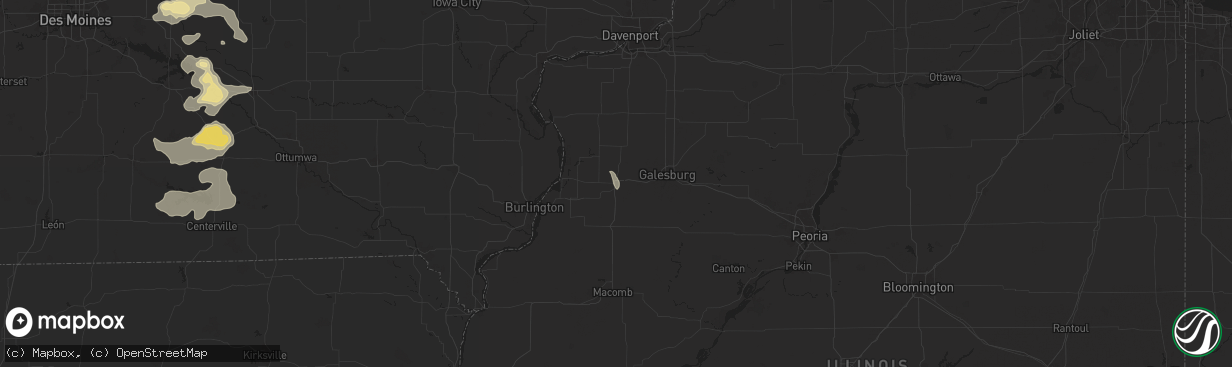 Hail map in Monmouth, IL on August 6, 2025
