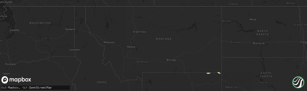 Hail map in Montana on August 6, 2025