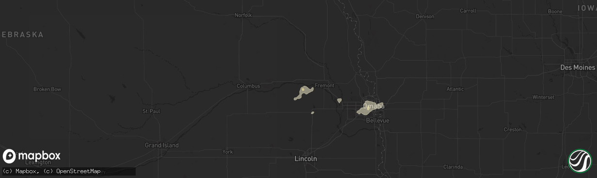 Hail map in Morse Bluff, NE on August 6, 2025