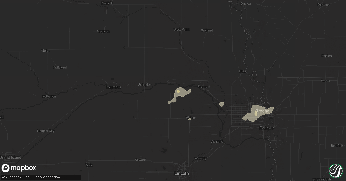 Hail map in Morse Bluff, NE on August 6, 2025