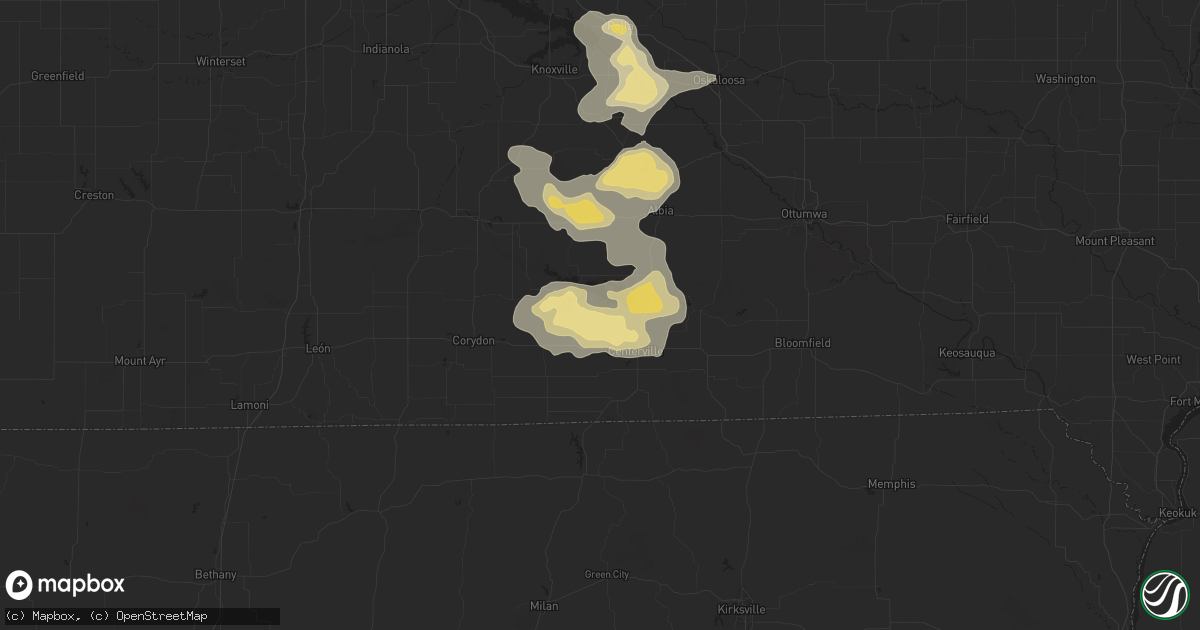 Hail map in Mystic, IA on August 6, 2025