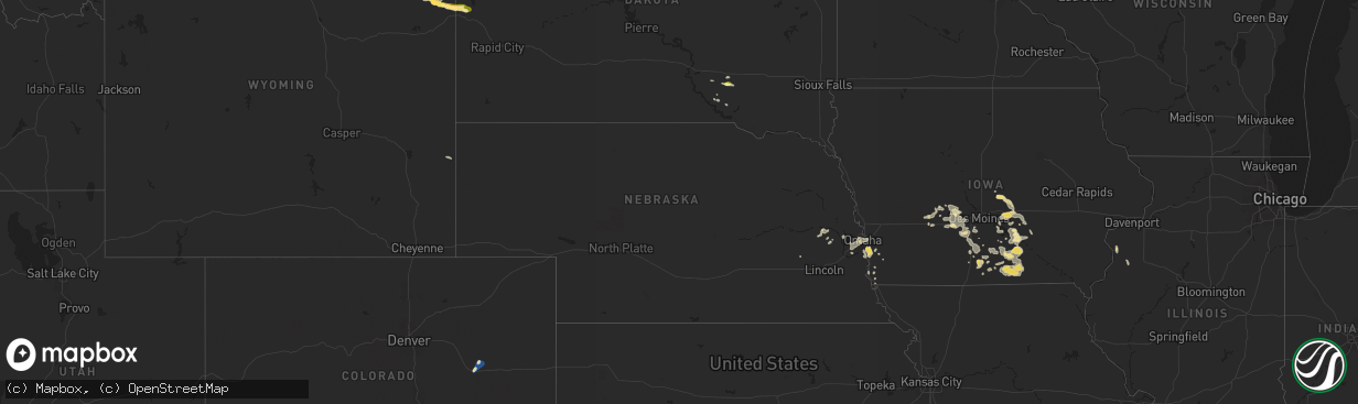 Hail map in Nebraska on August 6, 2025