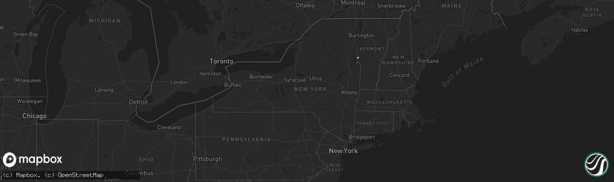 Hail map in New York on August 6, 2025