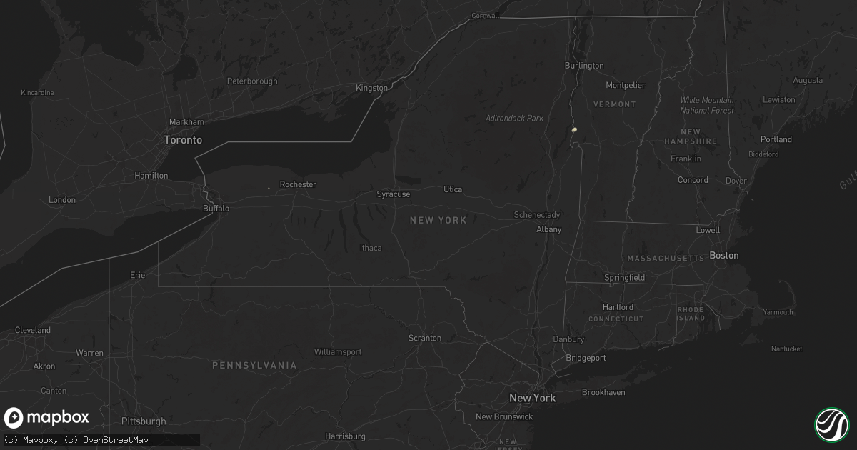 Hail map in New York on August 6, 2025