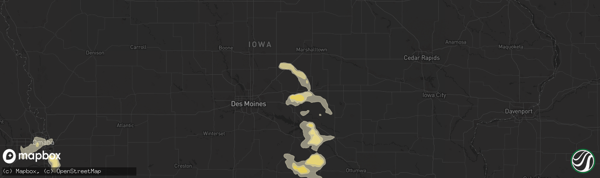 Hail map in Newton, IA on August 6, 2025