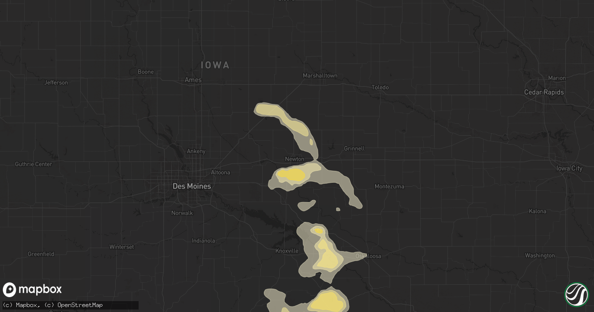 Hail map in Newton, IA on August 6, 2025