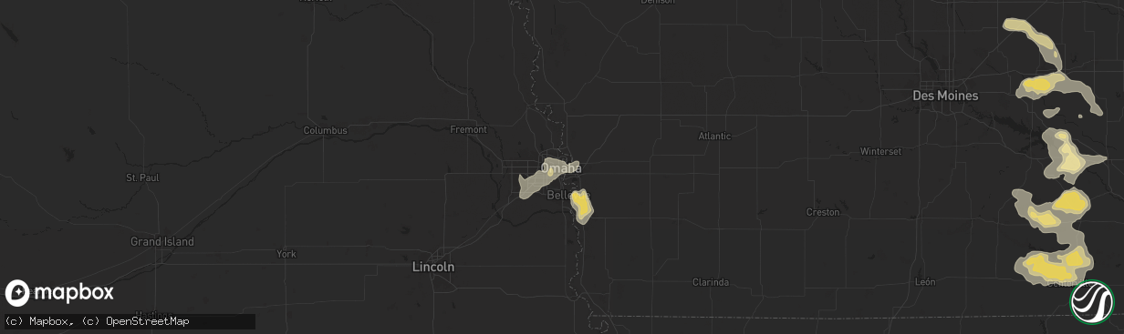 Hail map in Omaha, NE on August 6, 2025