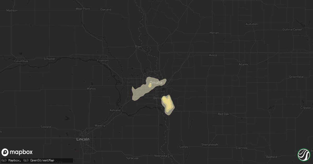 Hail map in Omaha, NE on August 6, 2025