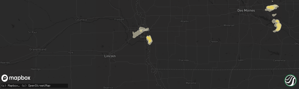 Hail map in Pacific Junction, IA on August 6, 2025