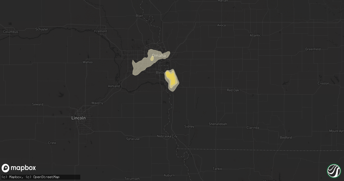 Hail map in Pacific Junction, IA on August 6, 2025