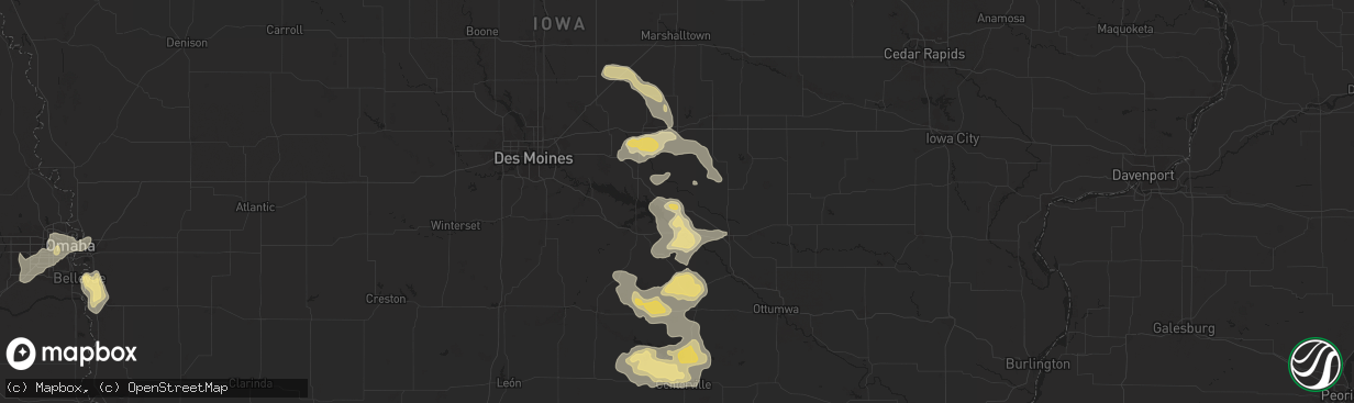 Hail map in Pella, IA on August 6, 2025