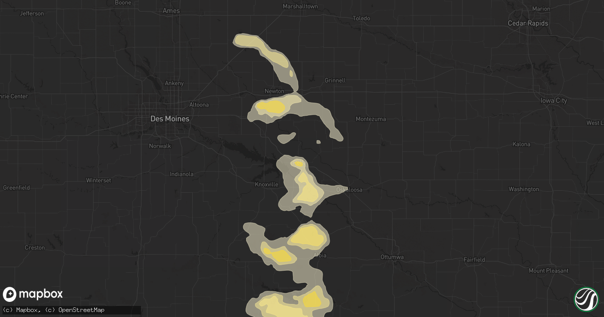 Hail map in Pella, IA on August 6, 2025