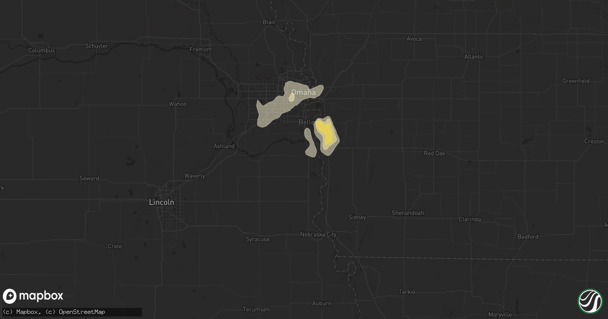 Hail map in Plattsmouth, NE on August 6, 2025