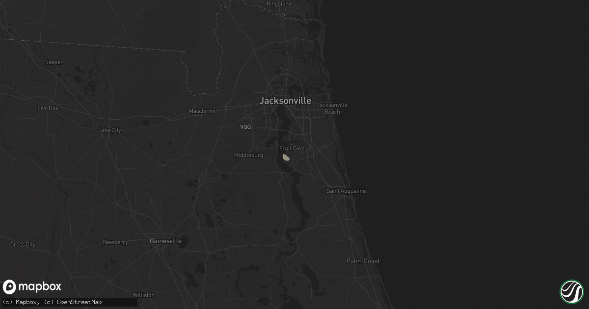 Hail map in Saint Johns, FL on August 6, 2025