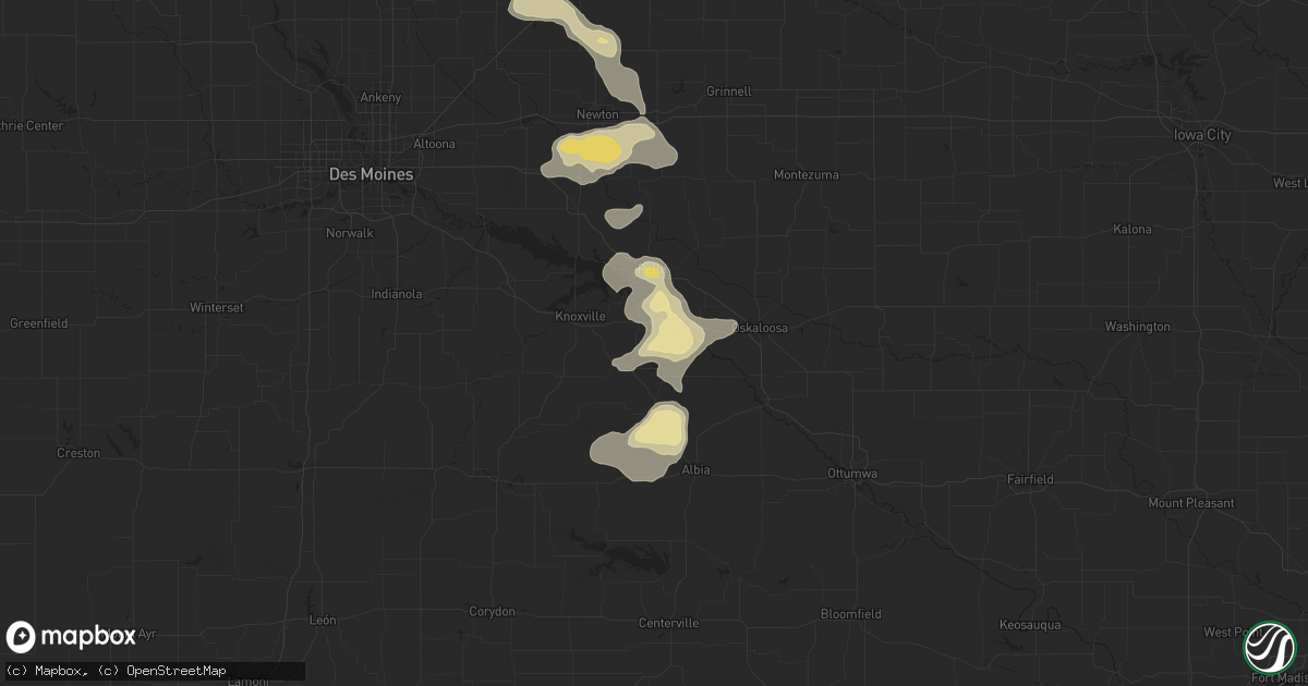 Hail map in Tracy, IA on August 6, 2025
