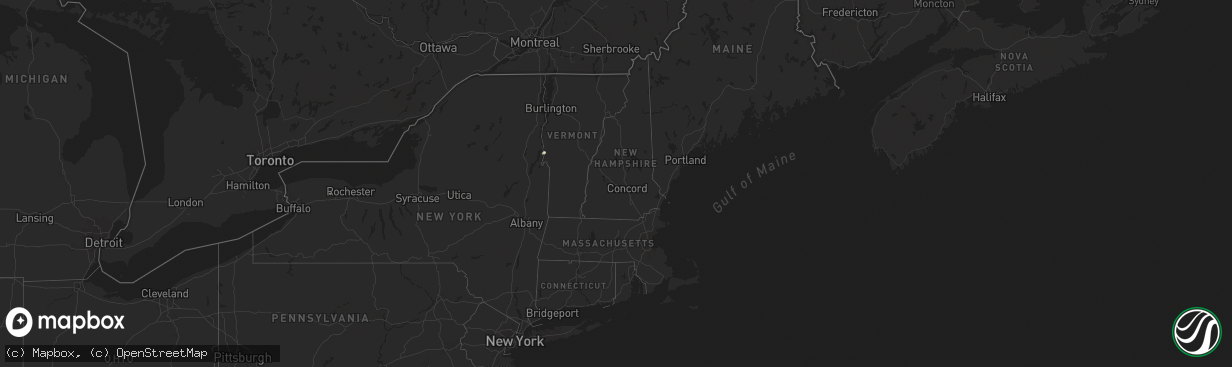 Hail map in Vermont on August 6, 2025