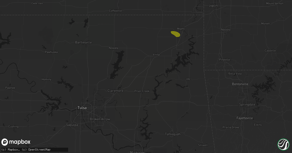Hail map in Adair, OK on August 6, 2026