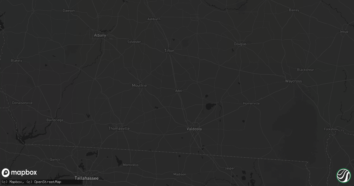 Hail map in Adel, GA on August 6, 2026