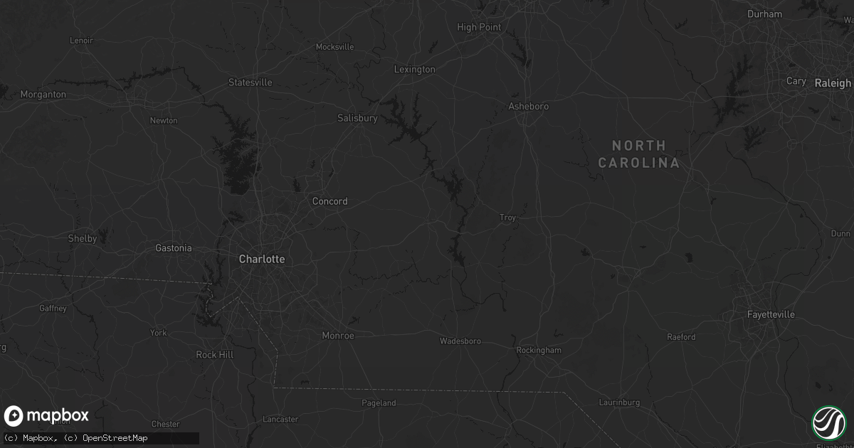 Hail map in Albemarle, NC on August 6, 2026