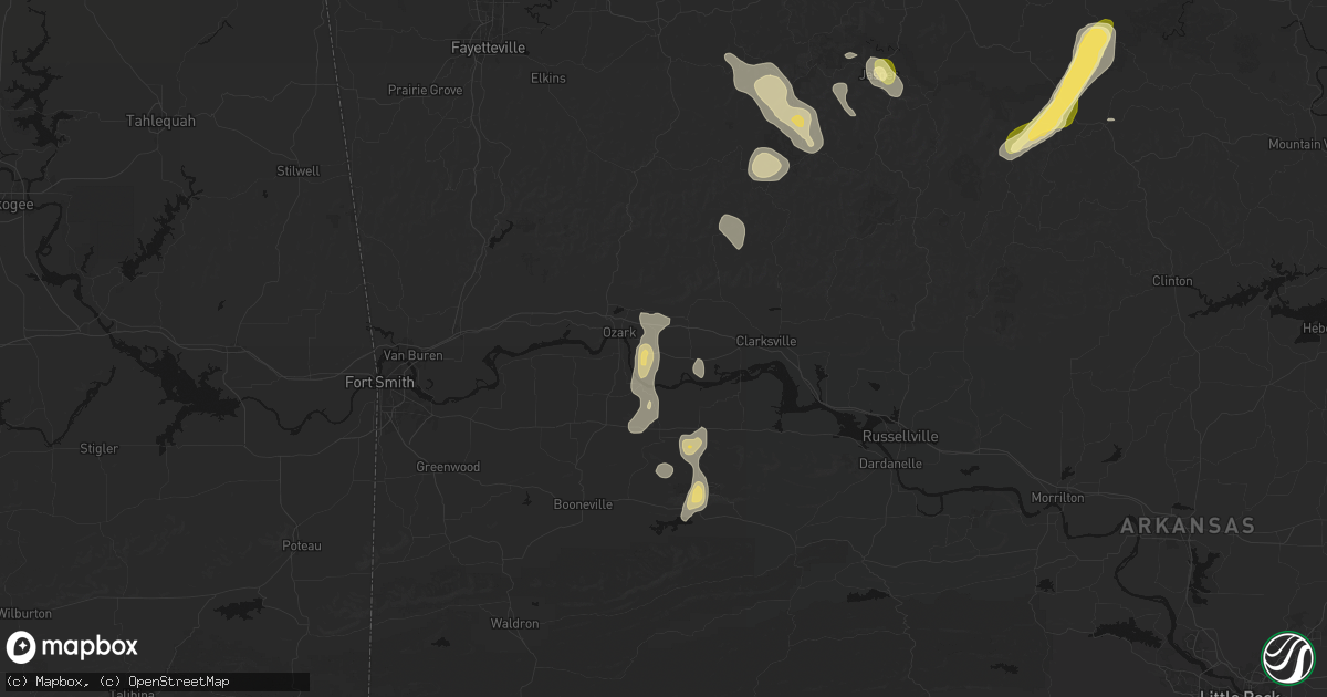 Hail map in Altus, AR on August 6, 2026