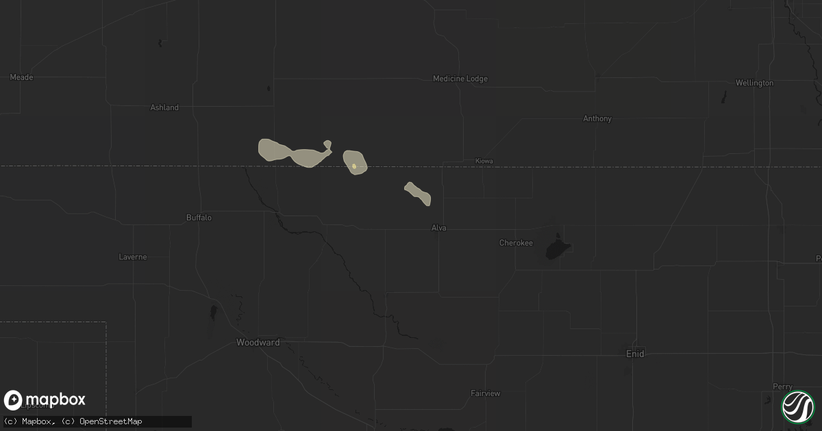 Hail map in Alva, OK on August 6, 2026