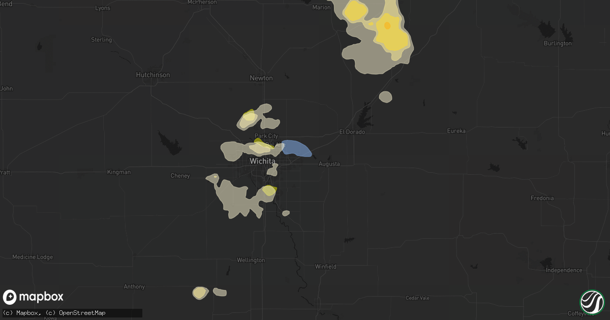 Hail map in Andover, KS on August 6, 2026