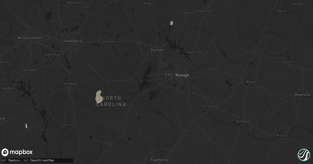 Hail map in Apex, NC on August 6, 2026