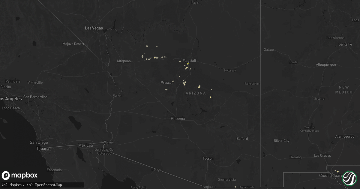 Hail map in Arizona on August 6, 2026