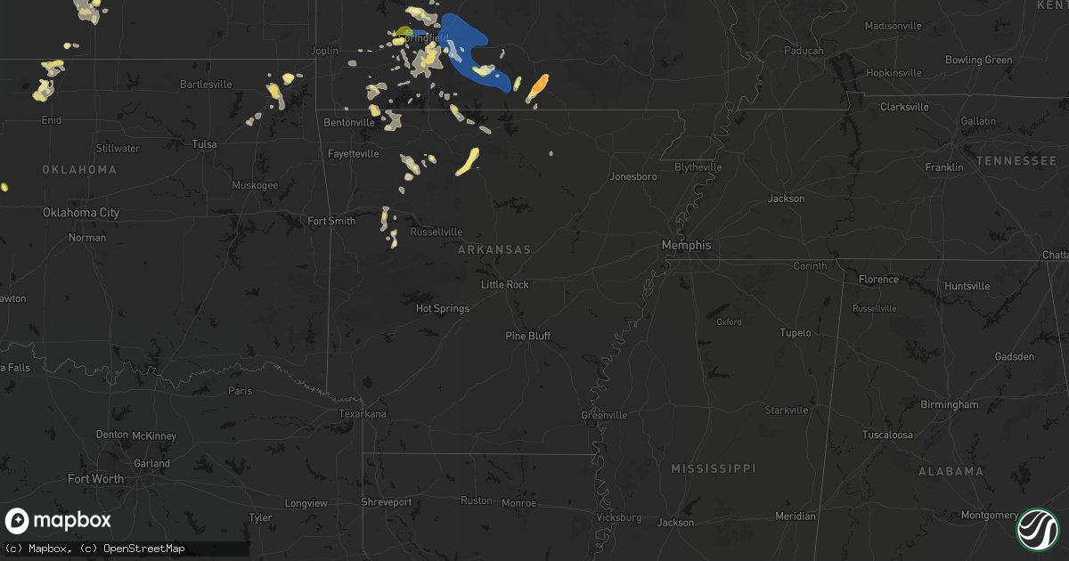 Hail map in Arkansas on August 6, 2026