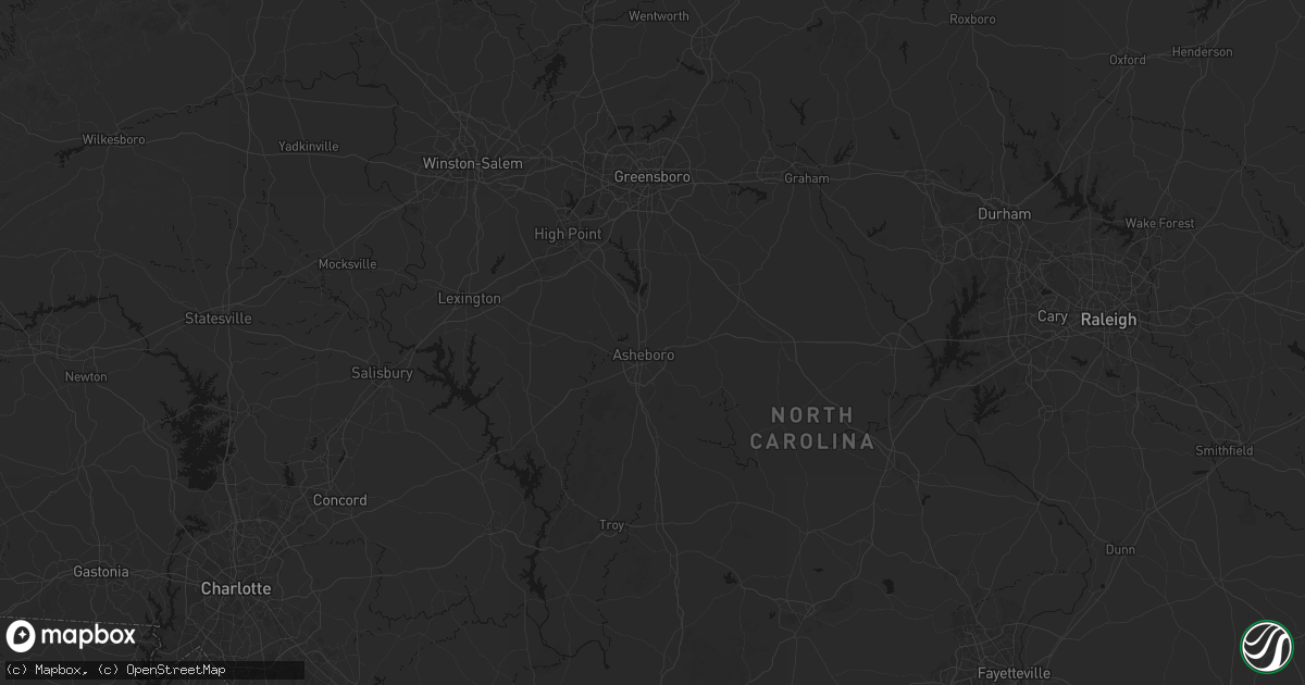 Hail map in Asheboro, NC on August 6, 2026