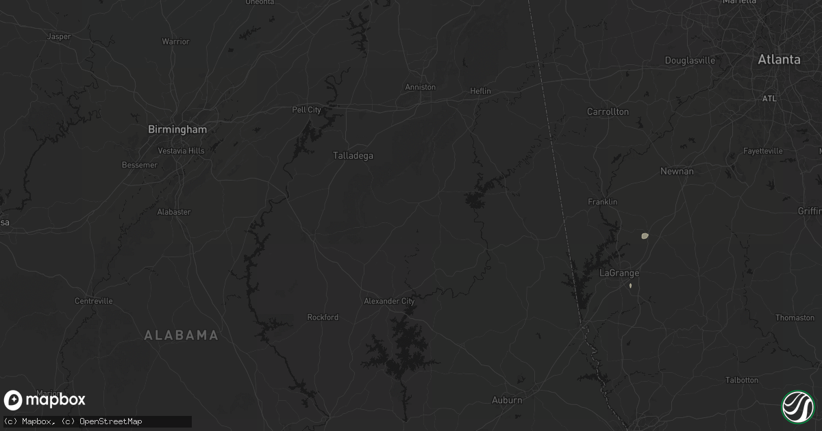 Hail map in Ashland, AL on August 6, 2026