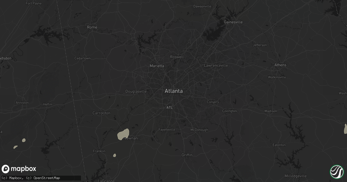 Hail map in Atlanta, GA on August 6, 2026