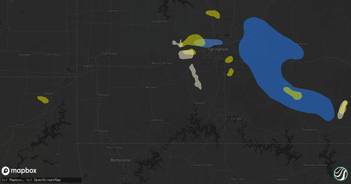 Hail map in Aurora, MO on August 6, 2026