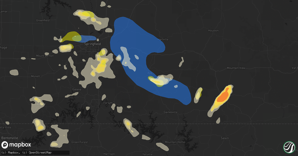 Hail map in Ava, MO on August 6, 2026