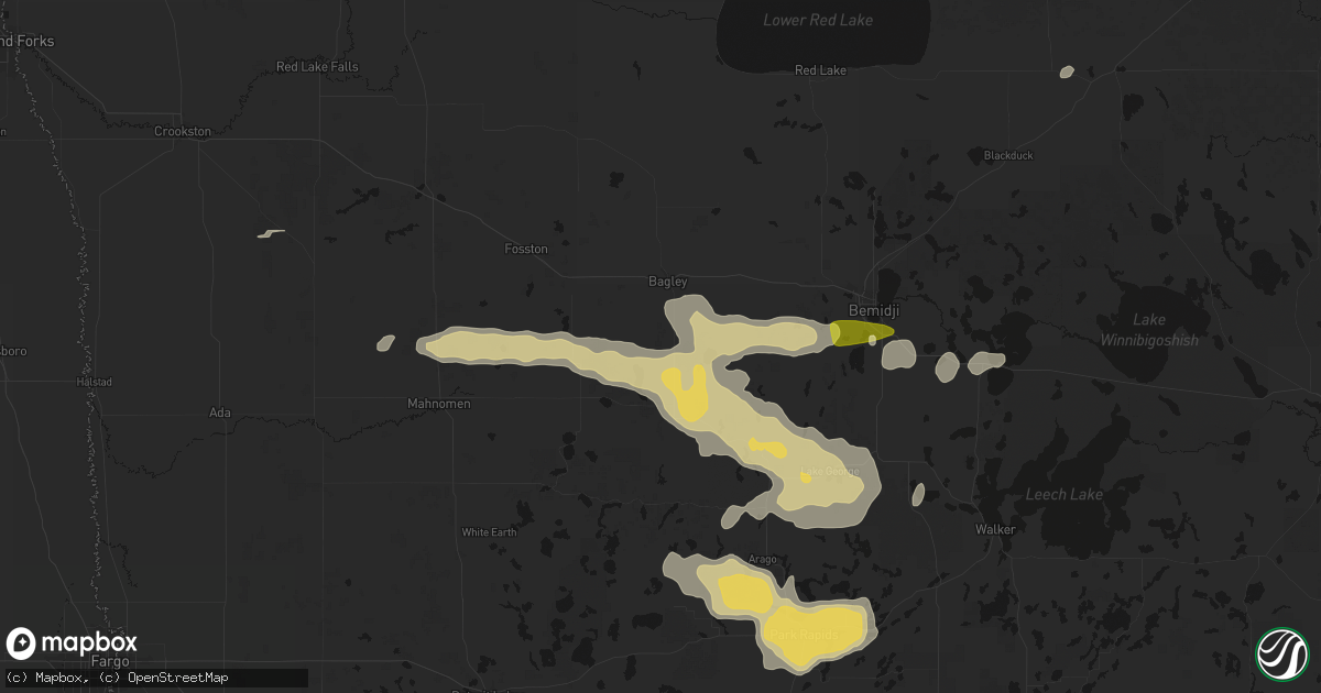 Hail map in Bagley, MN on August 6, 2026