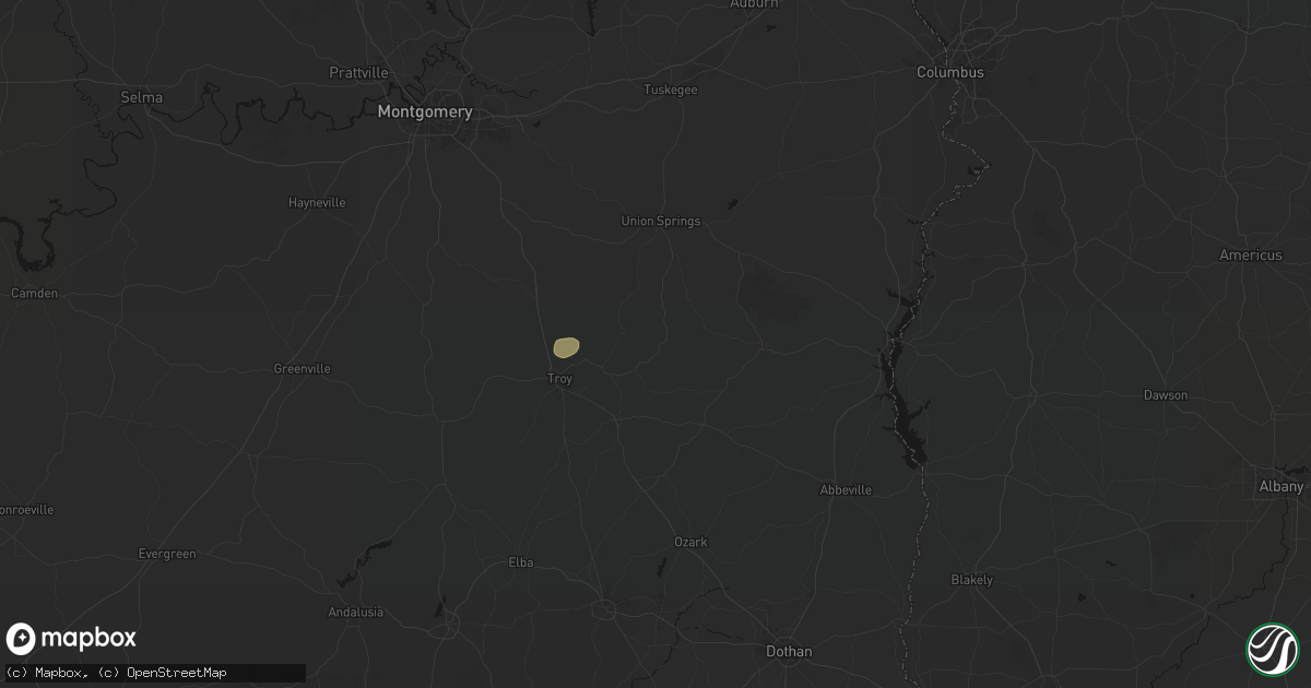 Hail map in Banks, AL on August 6, 2026