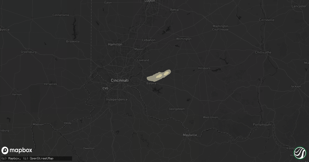 Hail map in Batavia, OH on August 6, 2026