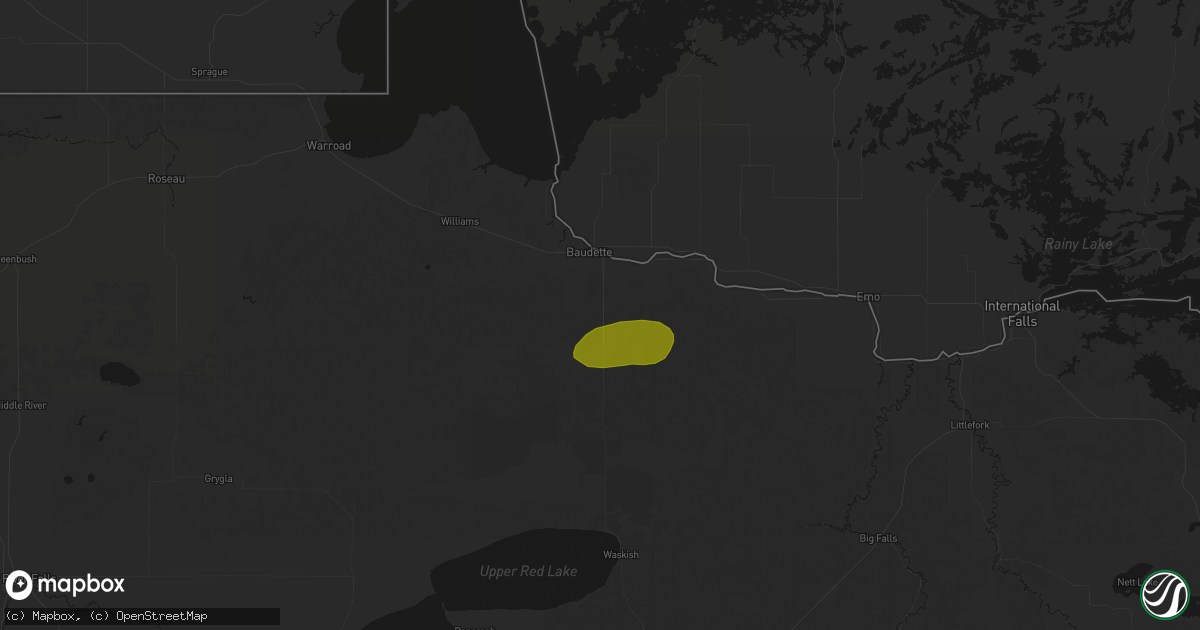 Hail map in Baudette, MN on August 6, 2026