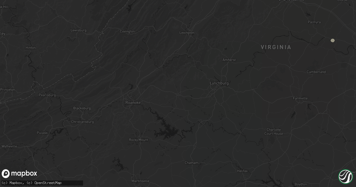 Hail map in Bedford, VA on August 6, 2026