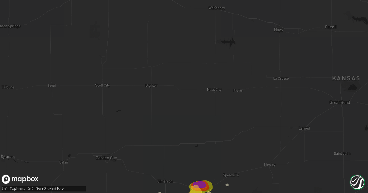 Hail map in Beeler, KS on August 6, 2026