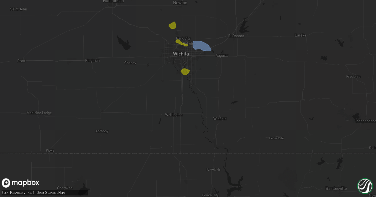 Hail map in Belle Plaine, KS on August 6, 2026