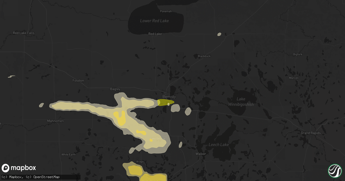 Hail map in Bemidji, MN on August 6, 2026