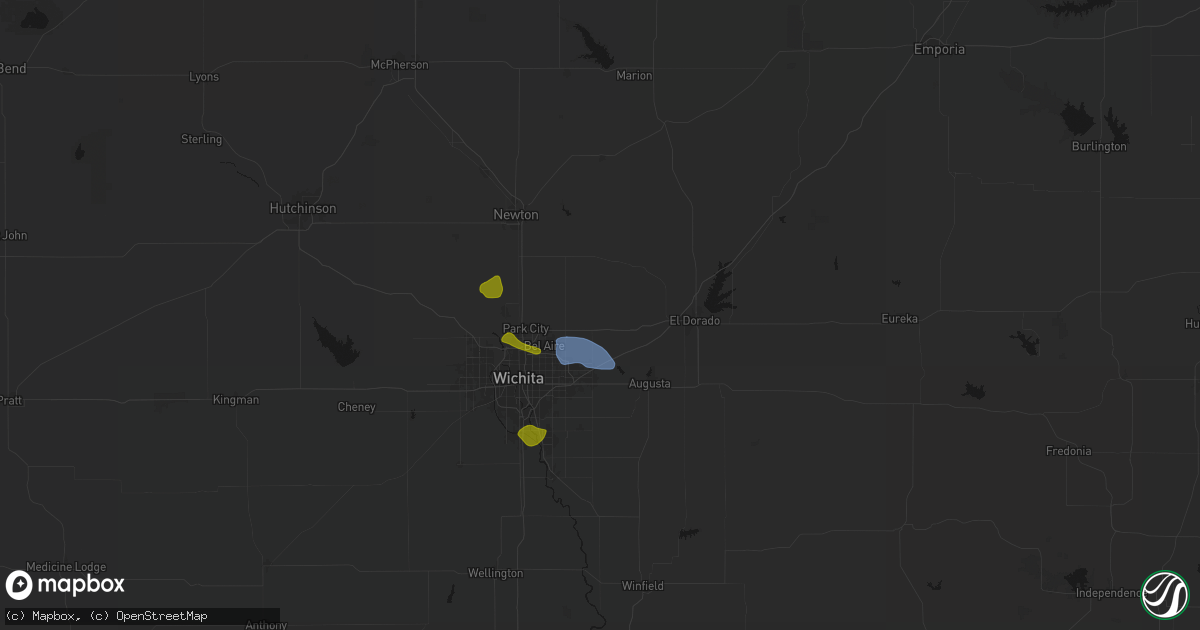 Hail map in Benton, KS on August 6, 2026